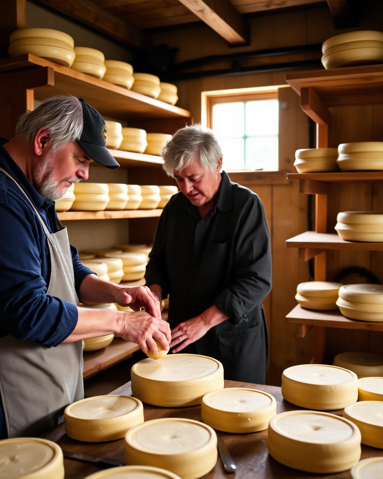 Produção artesanal de queijos na fazenda
